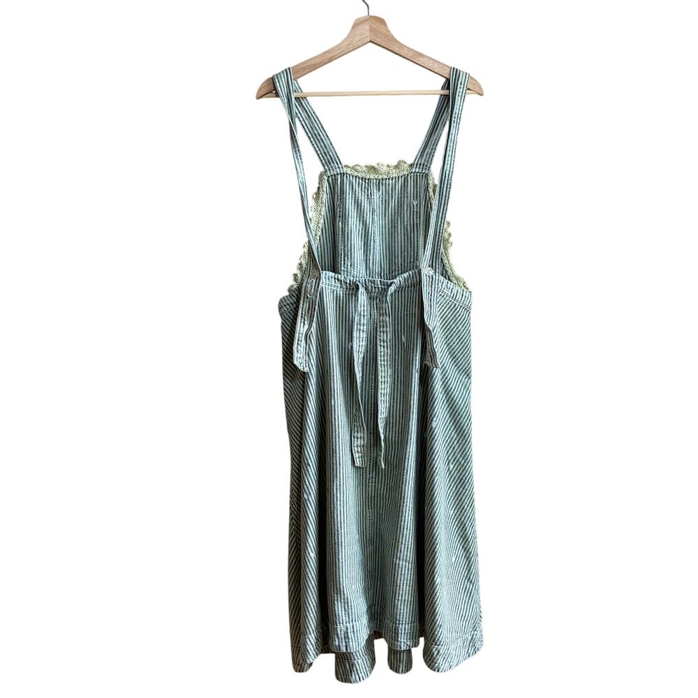 We The Free painted overall dress cottagecore coquette green striped women's XS - Picture 9 of 11